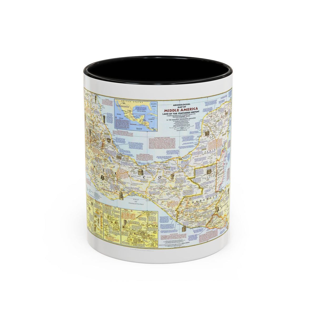 Central America - Archeological Map 1 (1968) (Map) Accent Coffee Mug