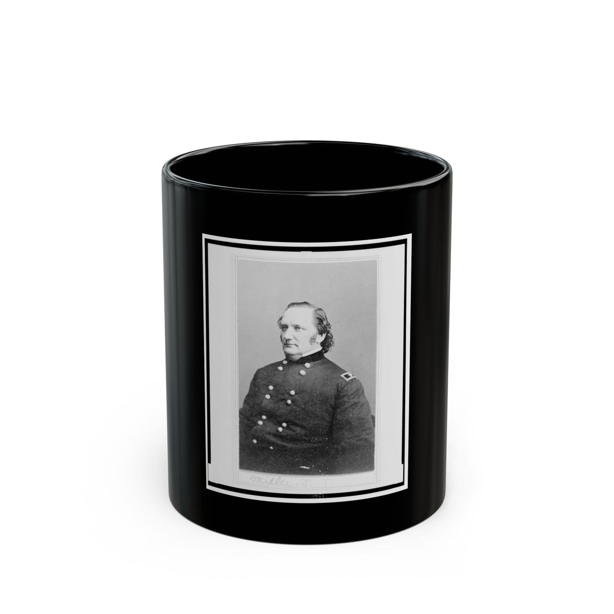 General Josiah Miller, Inspector General, Half-Length Portrait, Seated, Facing Left (U.S. Civil War) Black Coffee Mug