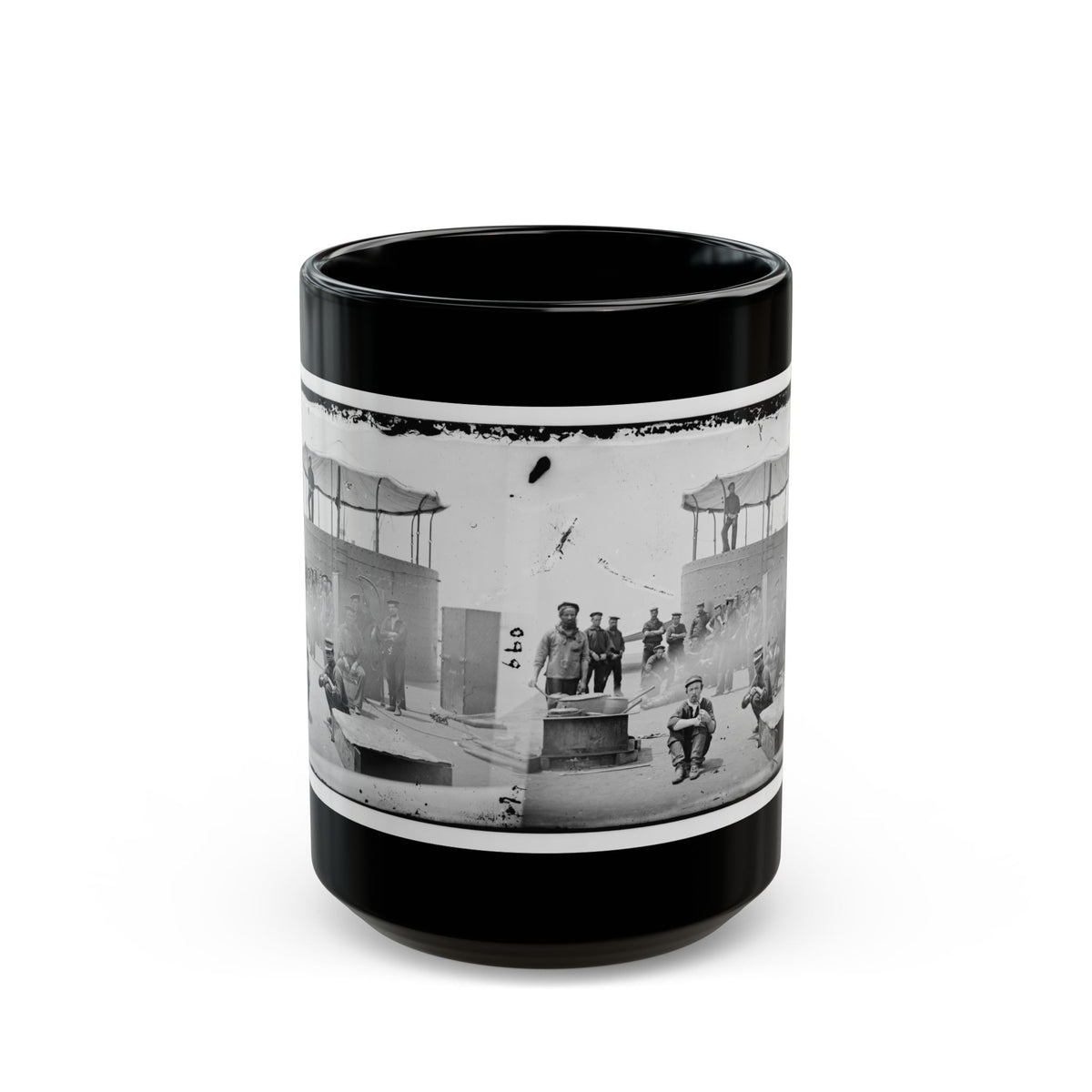 James River, Va. Sailors On Deck Of U.S.S. Monitor; Cookstove At Left (U.S. Civil War) Black Coffee Mug