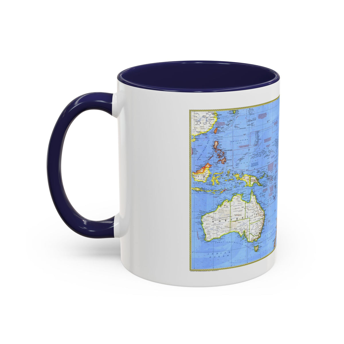 Pacific - Islands of the (1974) (Map) Accent Coffee Mug