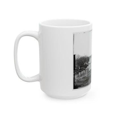 Richmond, Va. View Of The Tredegar Iron Works, With Footbridge To Neilson's Island (U.S. Civil War) White Coffee Mug
