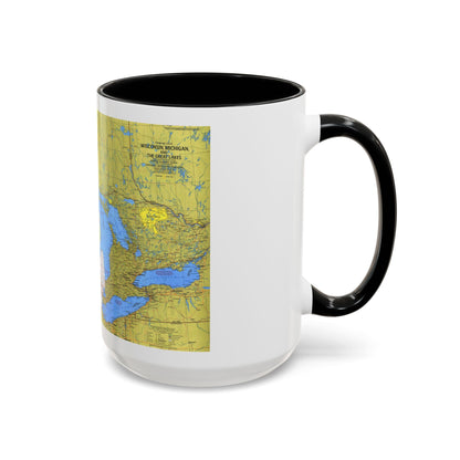 USA - Wisconsin, Michigan ,Great Lakes 1 (1973) (Map) Accent Coffee Mug