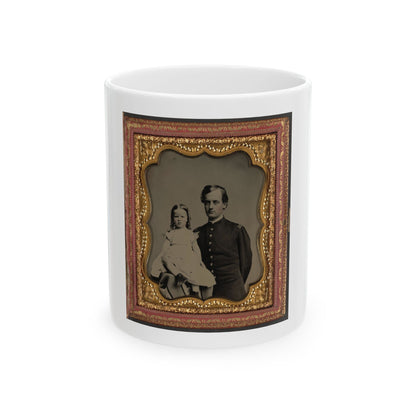 Unidentified Soldier In Union Uniform And Unidentified Young Girl, Probably His Daughter (U.S. Civil War) White Coffee Mug