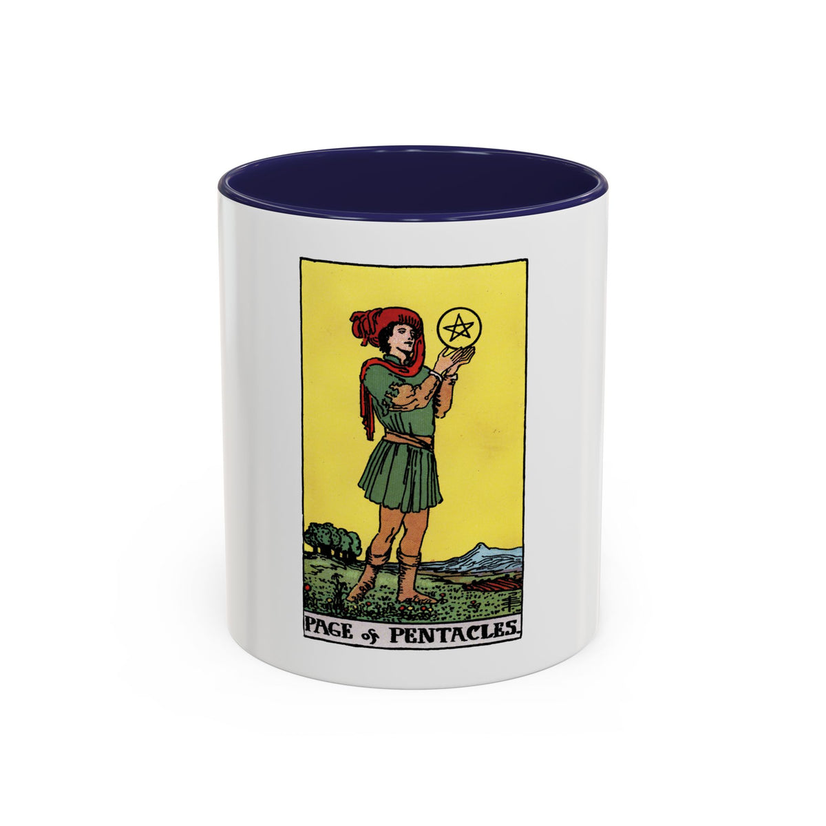 The Page of Pentacles (Tarot Card) Accent Coffee Mug