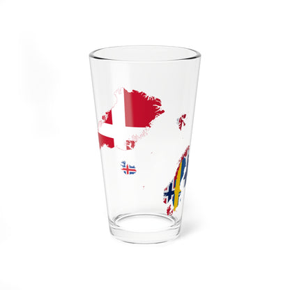Flag map of the Nordic countries (Denmark) Pint Glass 16oz