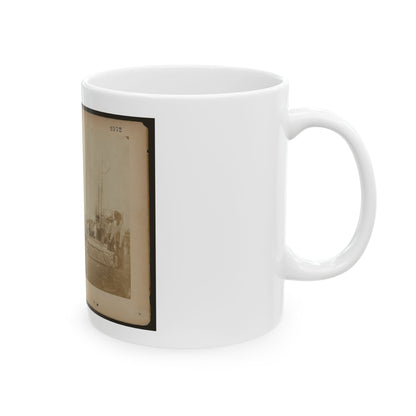 Military Construction In Northern Virginia  Men Standing On The Potomac River Bank With Assembled Blanket Boats (U.S. Civil War) White Coffee Mug