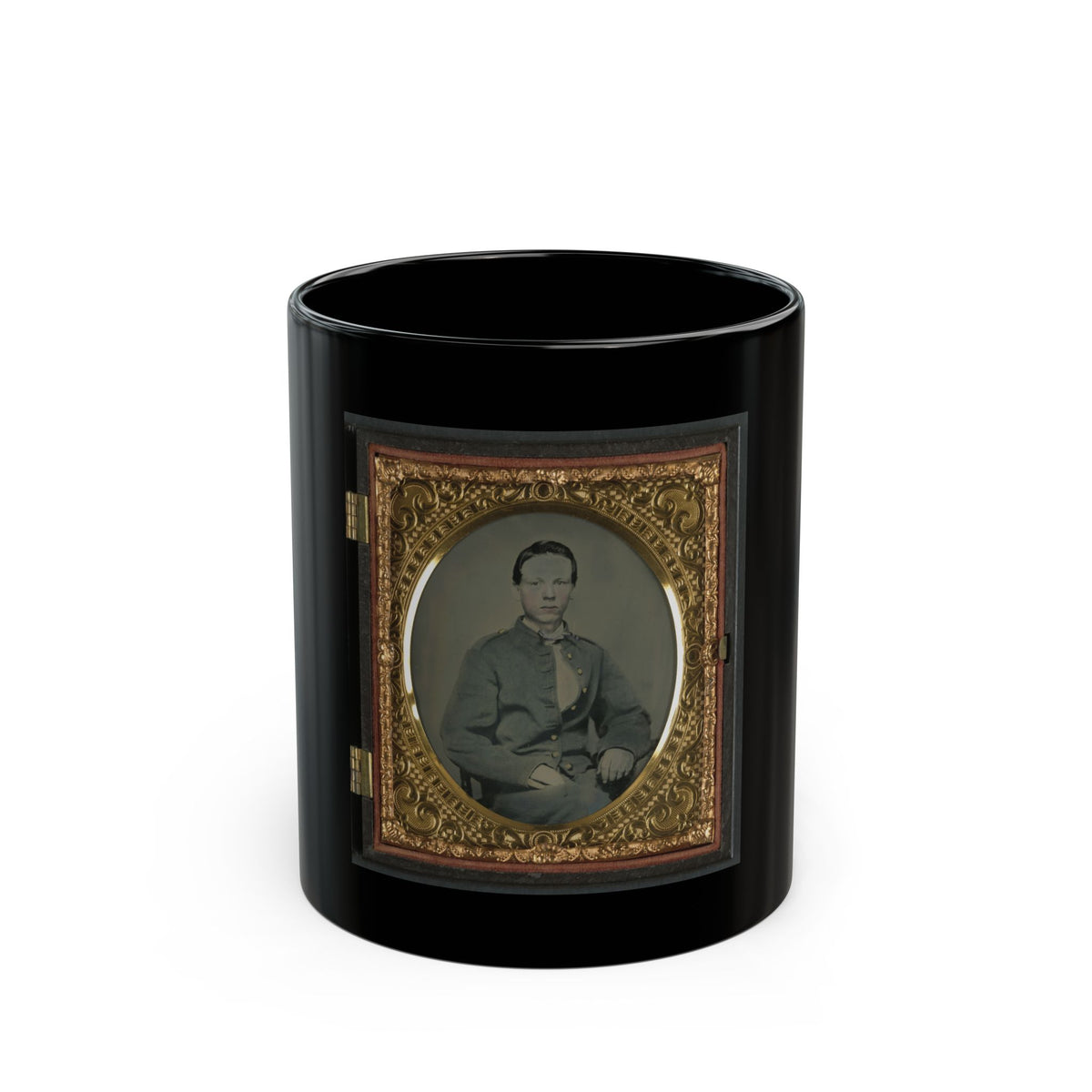 Private Alexander T. Harris Of Richmond  Parker  Virginia Light Artillery Battery In Richmond Depot Jacket (U.S. Civil War) Black Coffee Mug
