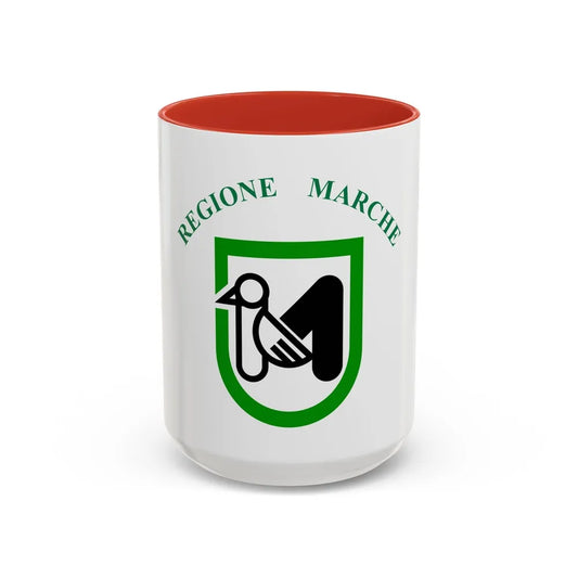 Flag of Marche Italy - Accent Coffee Mug-15oz-Red-Go Mug Yourself