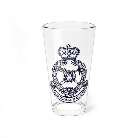 Navy line-art police badge with a tiger head between crossed daggers, set in a laurel wreath under a crown on white.