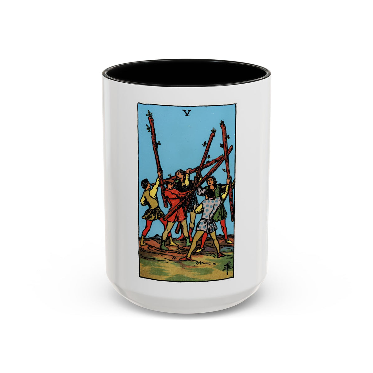The 5 of Wands (Tarot Card) Accent Coffee Mug