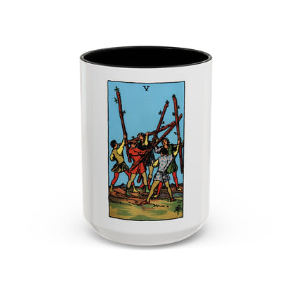 The 5 of Wands (Tarot Card) Accent Coffee Mug