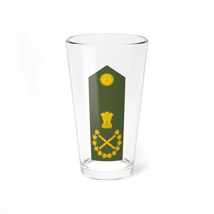Olive green military shoulder board with a gold lion emblem and crossed gold batons in a laurel wreath.