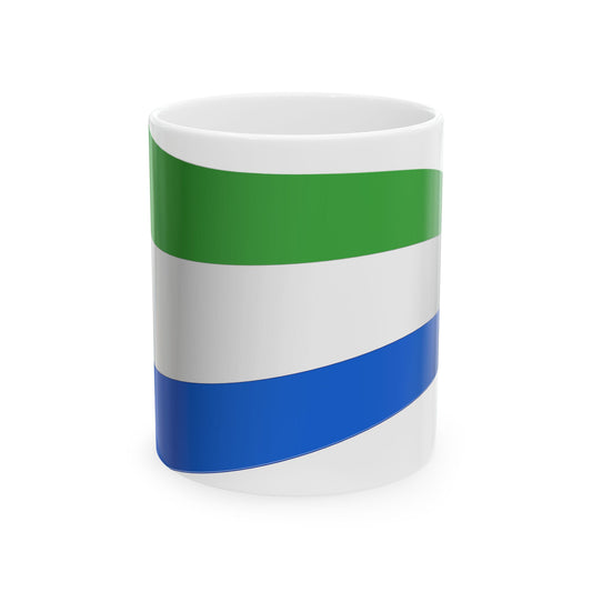 Sierra Leone Flag - iconic waving (Sierra Leone) White Coffee Mug-11oz-Go Mug Yourself