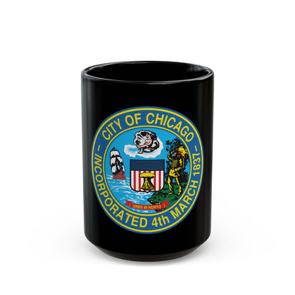 Seal of Chicago Illinois - Black Coffee Mug