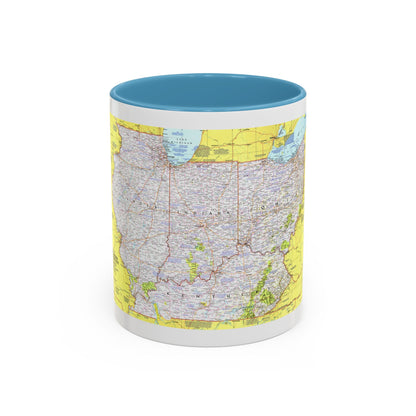 USA - Illinois, Indiana, Ohio, Kentucky 1 (1977) (Map) Accent Coffee Mug