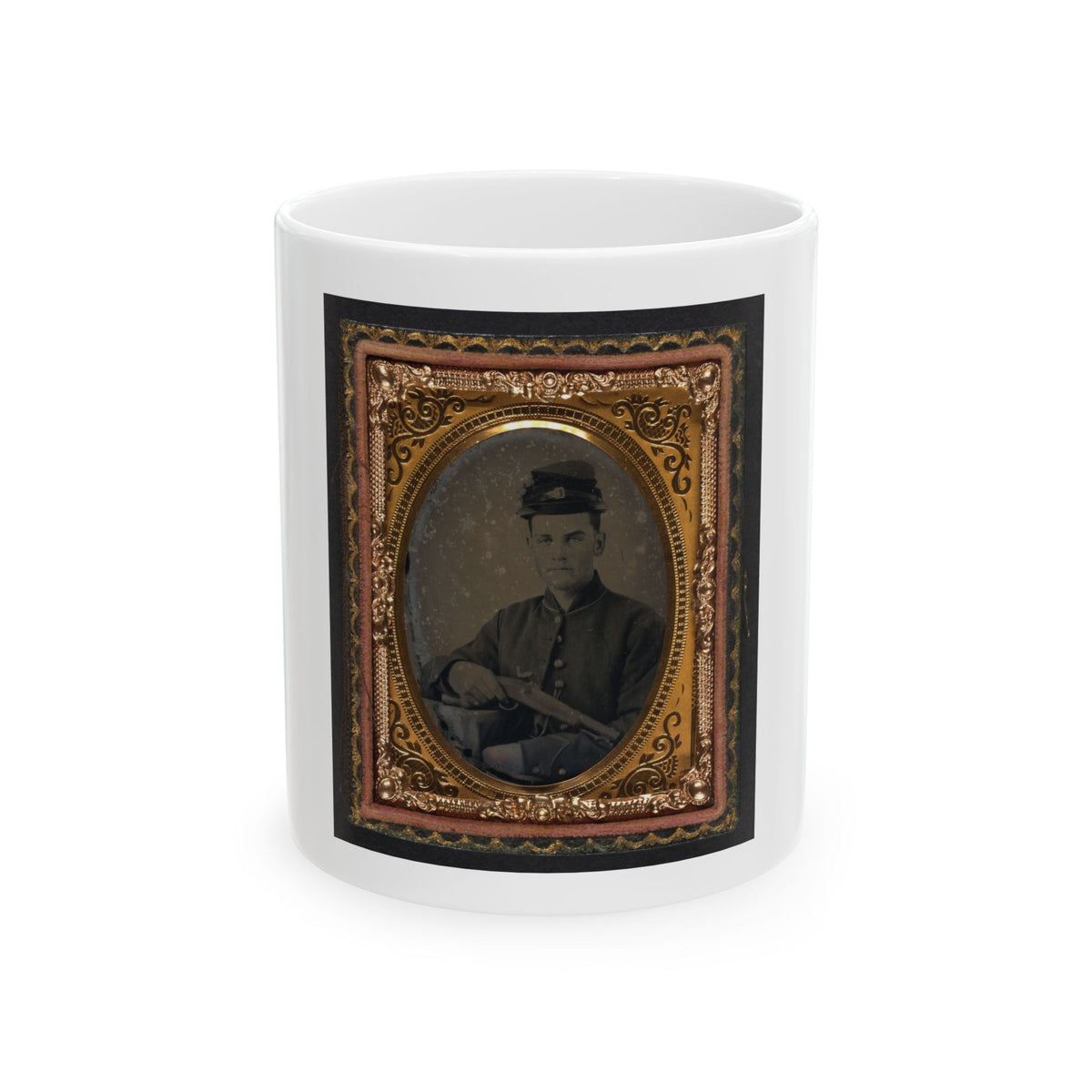 Unidentified Soldier In Union Uniform With 1842 Aston Johnson Pistol (U.S. Civil War) White Coffee Mug