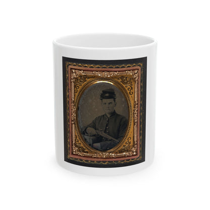 Unidentified Soldier In Union Uniform With 1842 Aston Johnson Pistol (U.S. Civil War) White Coffee Mug