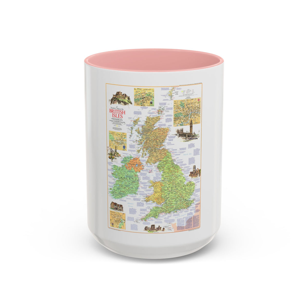 British Isles - A Traveller's Map 1 (1974) (Map) Accent Coffee Mug