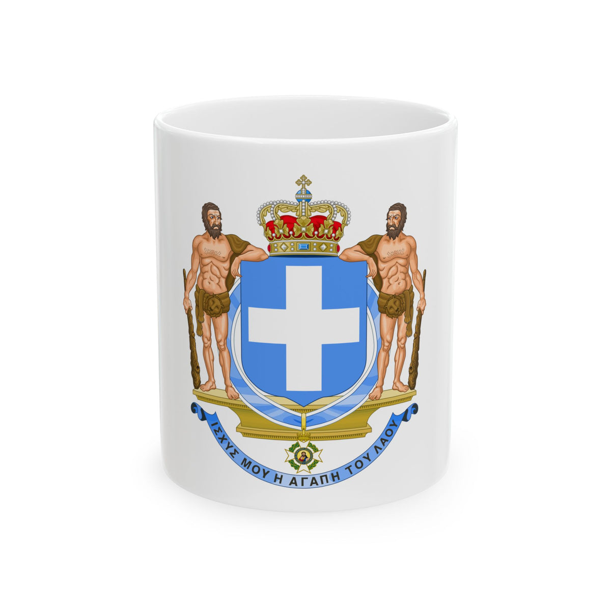 Coat of Arms of Greece (blue cross) - White Coffee Mug