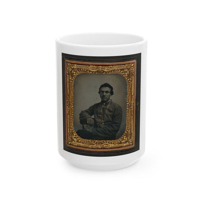Unidentified Soldier In Confederate Uniform Wearing Chain (U.S. Civil War) White Coffee Mug