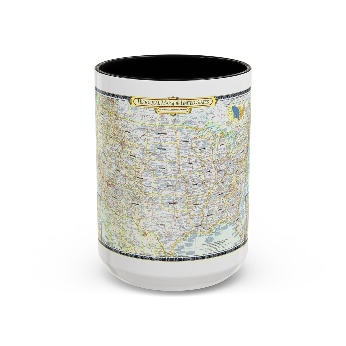 USA - An Historical Map (1953) (Map) Accent Coffee Mug