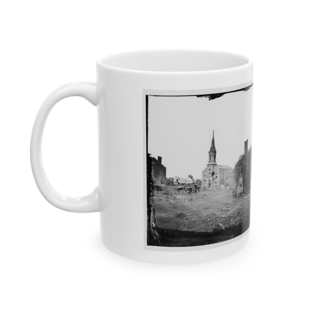 Baptist Church, Fredericksburg, Virginia, From The Backyard Of The Sanitary Commission Depot (U.S. Civil War) White Coffee Mug