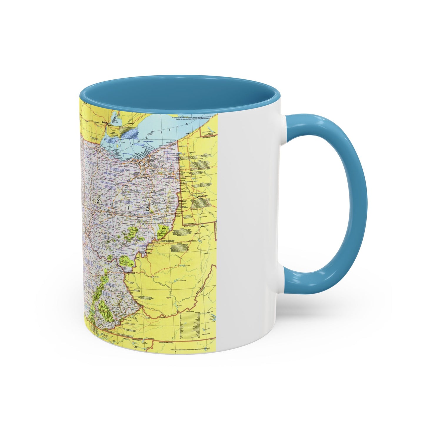 USA - Illinois, Indiana, Ohio, Kentucky 1 (1977) (Map) Accent Coffee Mug