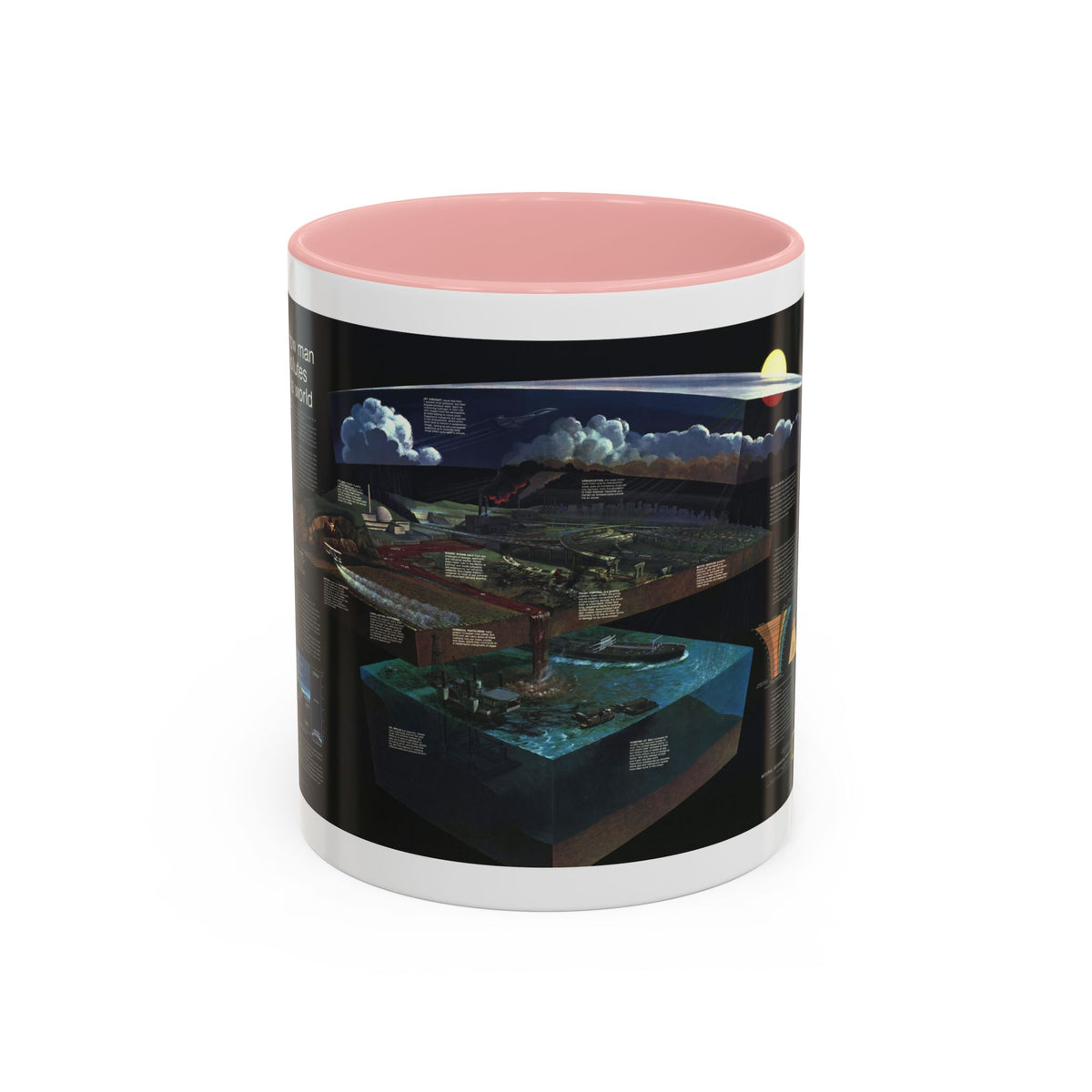 How Man Pollutes His World (1970) (Map) Accent Coffee Mug