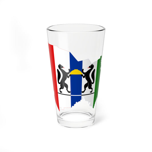 Flag-map of Novosibirsk oblast (Russia) Pint Glass 16oz