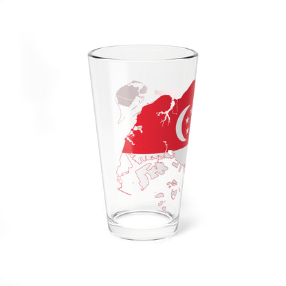 Flag map of Singapore (Singapore) Pint Glass 16oz