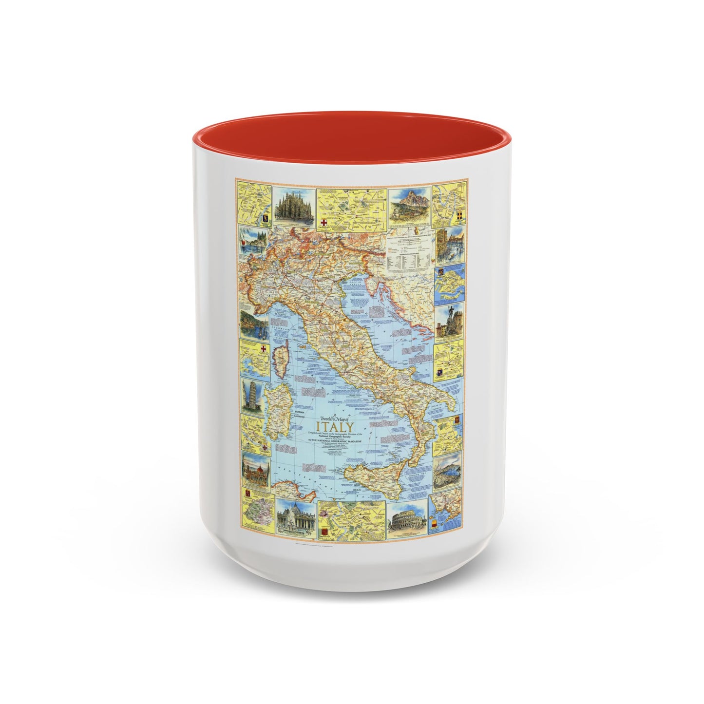 Italy - A Traveller's Map 1 (1970) (Map) Accent Coffee Mug