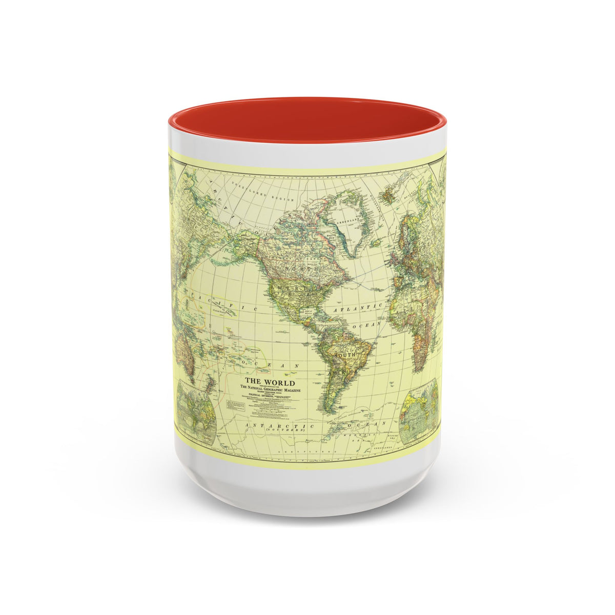 World Map - Political Divisions (1922) (Map) Accent Coffee Mug