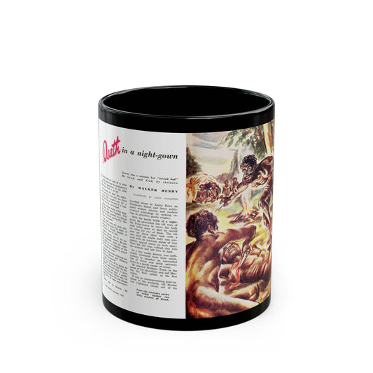 Death in a night-gown, Man Junior, November 1949 - Black Coffee Mug-11oz-Go Mug Yourself