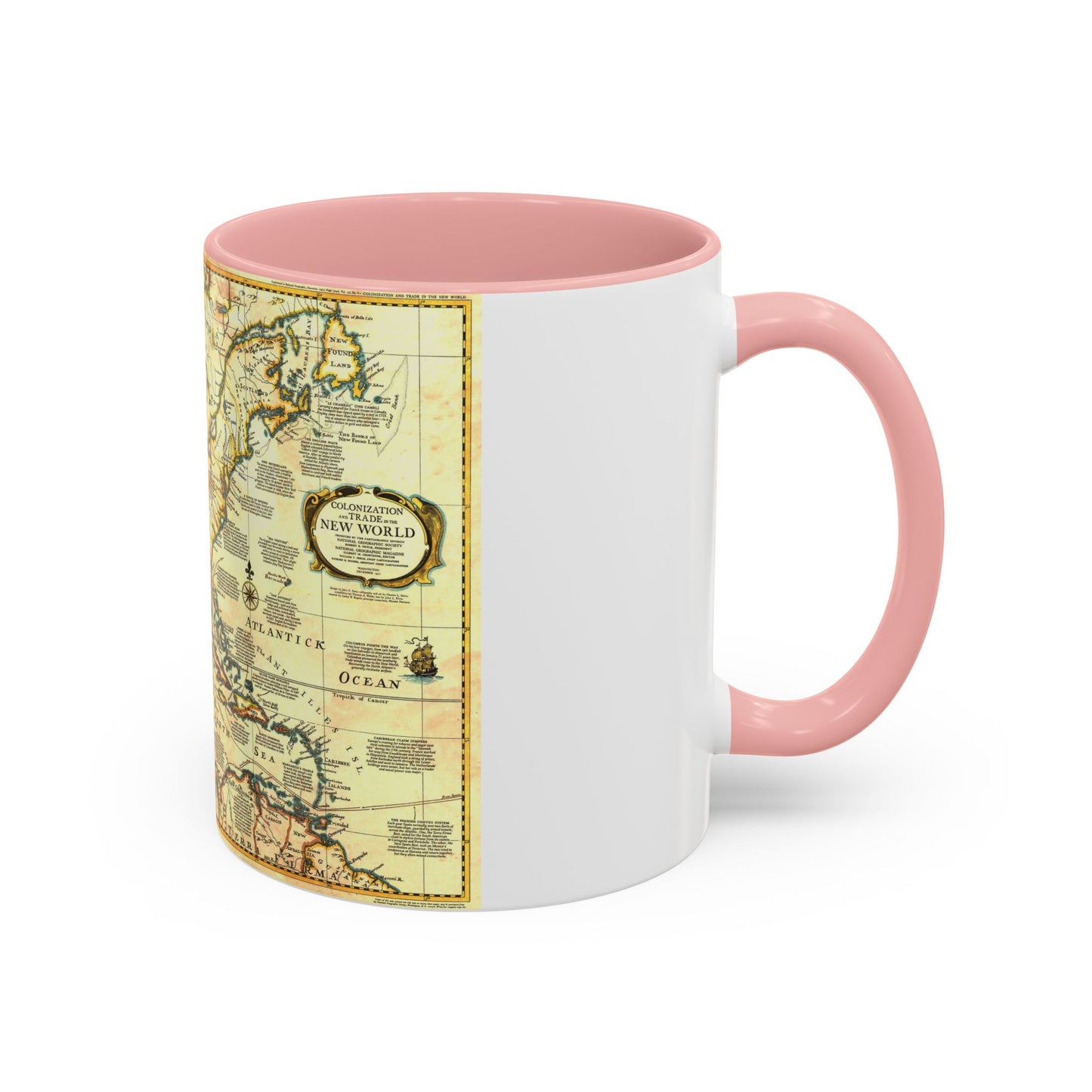 North America - Colonization and Trade (1977) (Map) Accent Coffee Mug