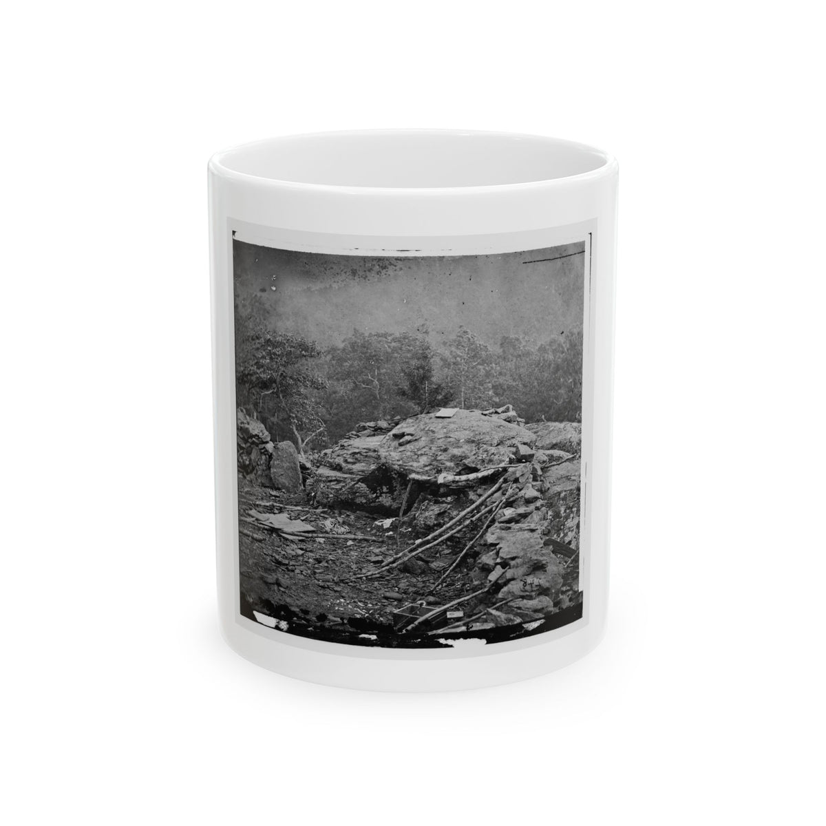 Gettysburg, Pa. Interior View Of Breastworks On Extreme Left Of The Federal Line (U.S. Civil War) White Coffee Mug