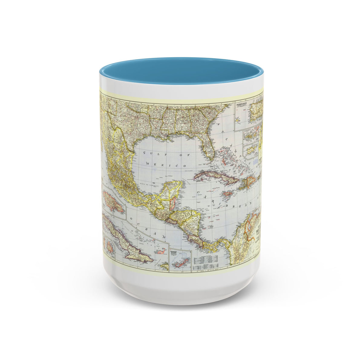 Central America - The Caribbean (1947) (Map) Accent Coffee Mug