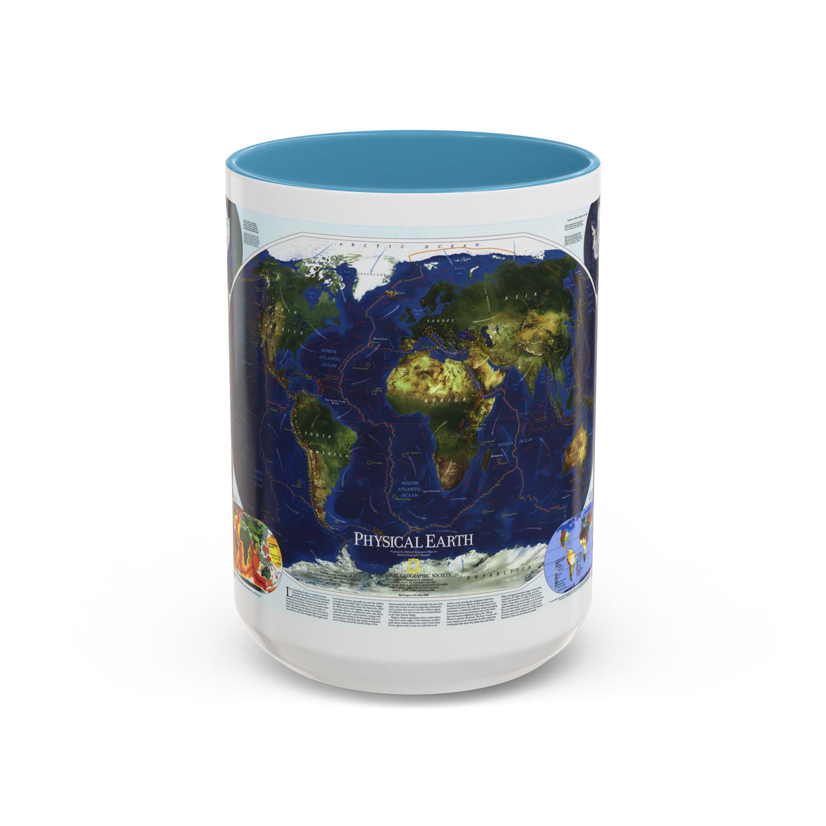 World Map - Physical Earth 1 (1998) (Map) Accent Coffee Mug
