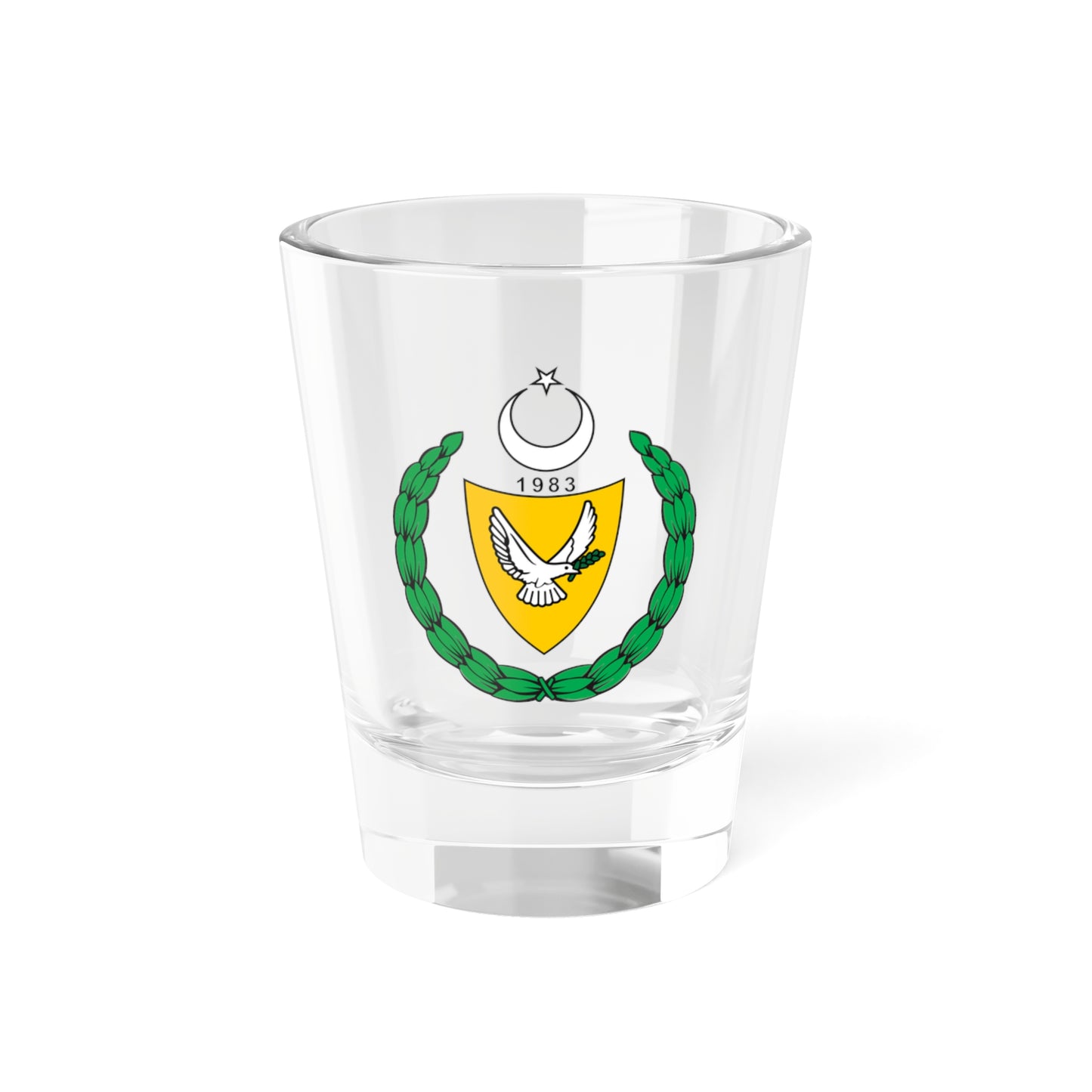 Coat of arms of the Turkish Republic of Northern Cyprus (1983-2007) - Shot Glass 1.5oz