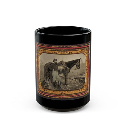 John E. Cummins Of The 50th, 99th, And 185th Ohio Infantry Regiments In Union Uniform Next To A Horse (U.S. Civil War) Black Coffee Mug