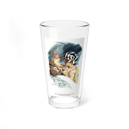 Of course I'm taking out these curlers, Esquire, May 1954 (Magazine Illustration) Pint Glass 16oz