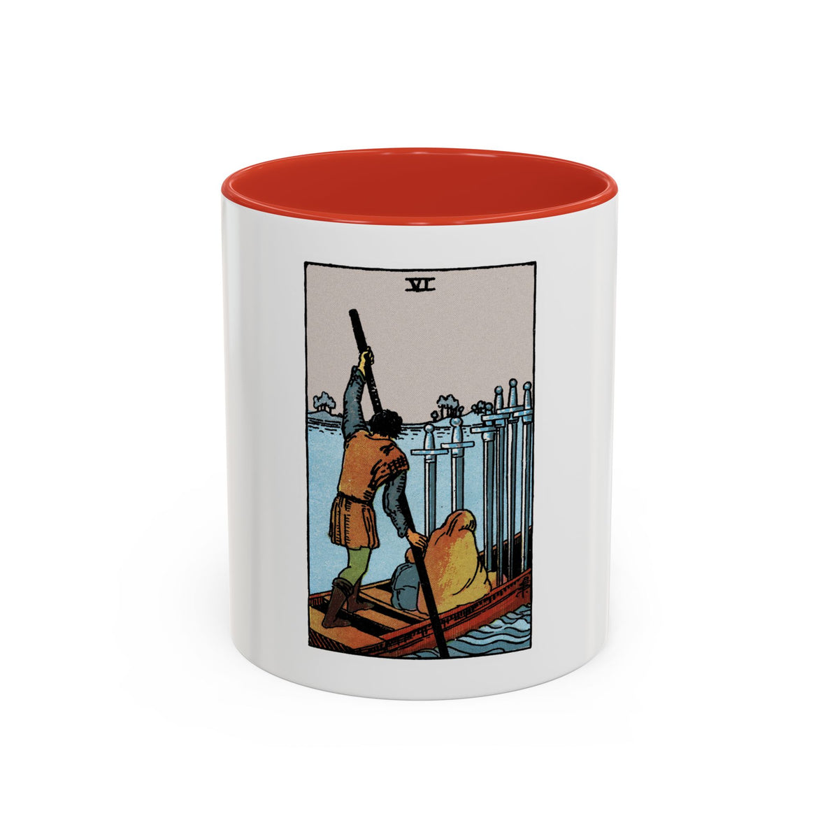 The 6 of Swords (Tarot Card) Accent Coffee Mug