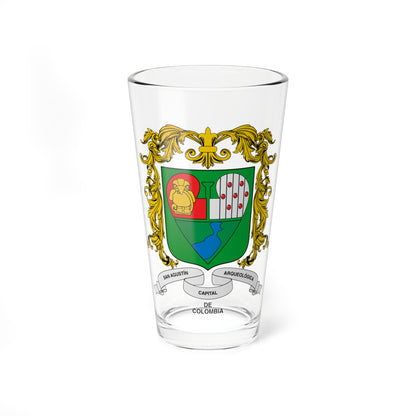 Heraldica Escudo de San Agustin Huila (Colombia) (Coat of Arms) Pint Glass 16oz