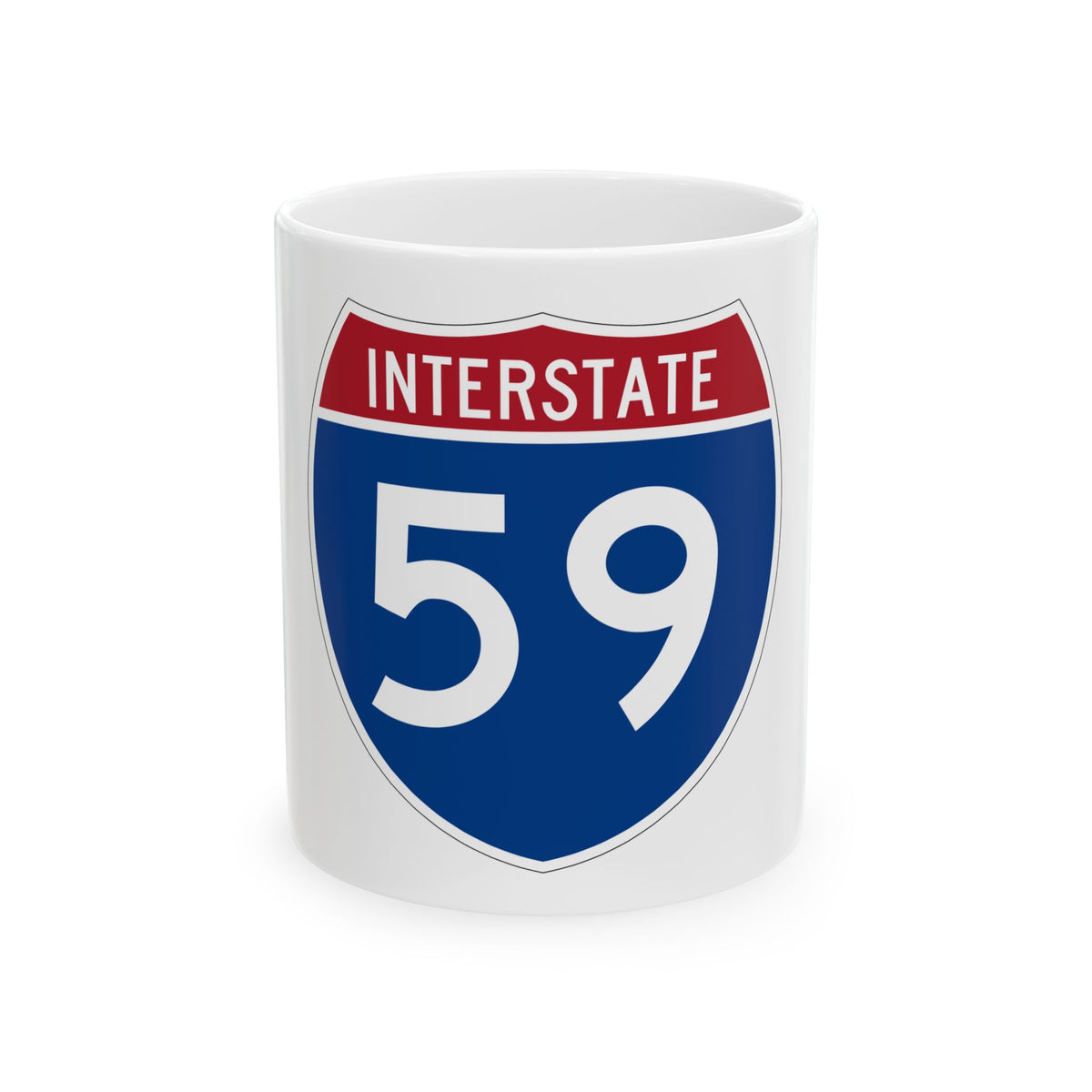 Flat highway marker for Interstate 59, blue with a red INTERSTATE header and the white route number 59.