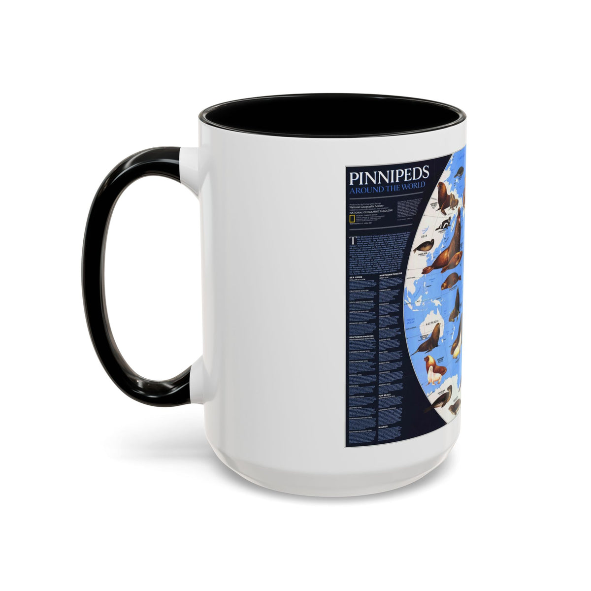 Pinnipeds Around the World (1987) (Map) Accent Coffee Mug