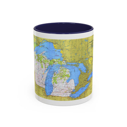 USA - Wisconsin, Michigan ,Great Lakes 1 (1973) (Map) Accent Coffee Mug