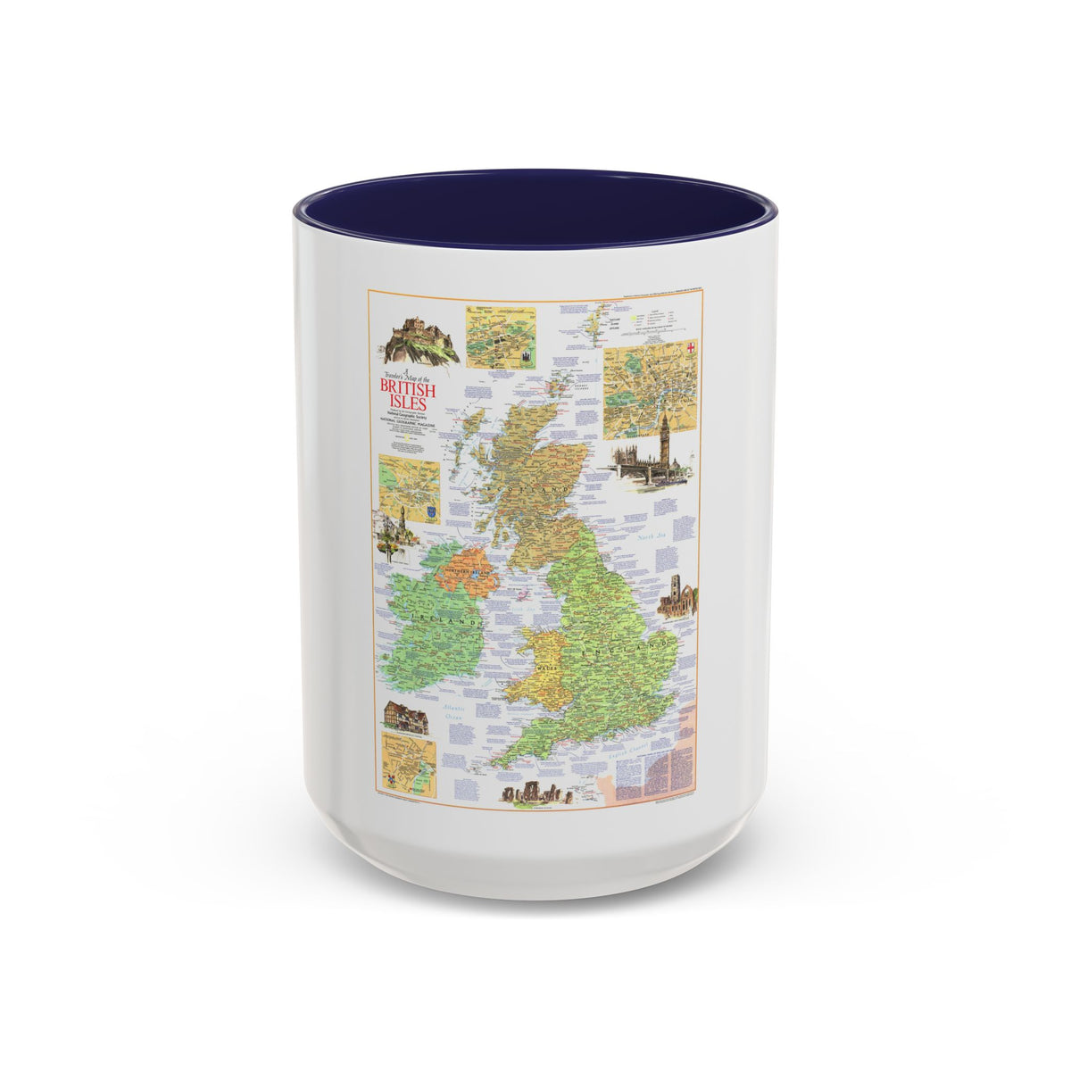 British Isles - A Traveller's Map 1 (1974) (Map) Accent Coffee Mug