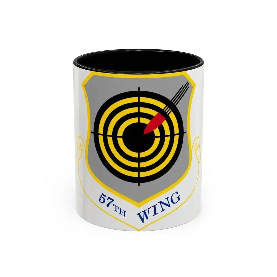 1058px USAF 57th Wing shield (U.S. Air Force) Accent Coffee Mug 11oz Black - Go Mug Yourself