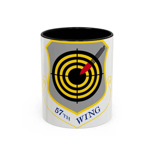 1058px USAF 57th Wing shield (U.S. Air Force) Accent Coffee Mug 11oz Black - Go Mug Yourself