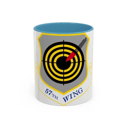1058px USAF 57th Wing shield (U.S. Air Force) Accent Coffee Mug 11oz Light Blue - Go Mug Yourself