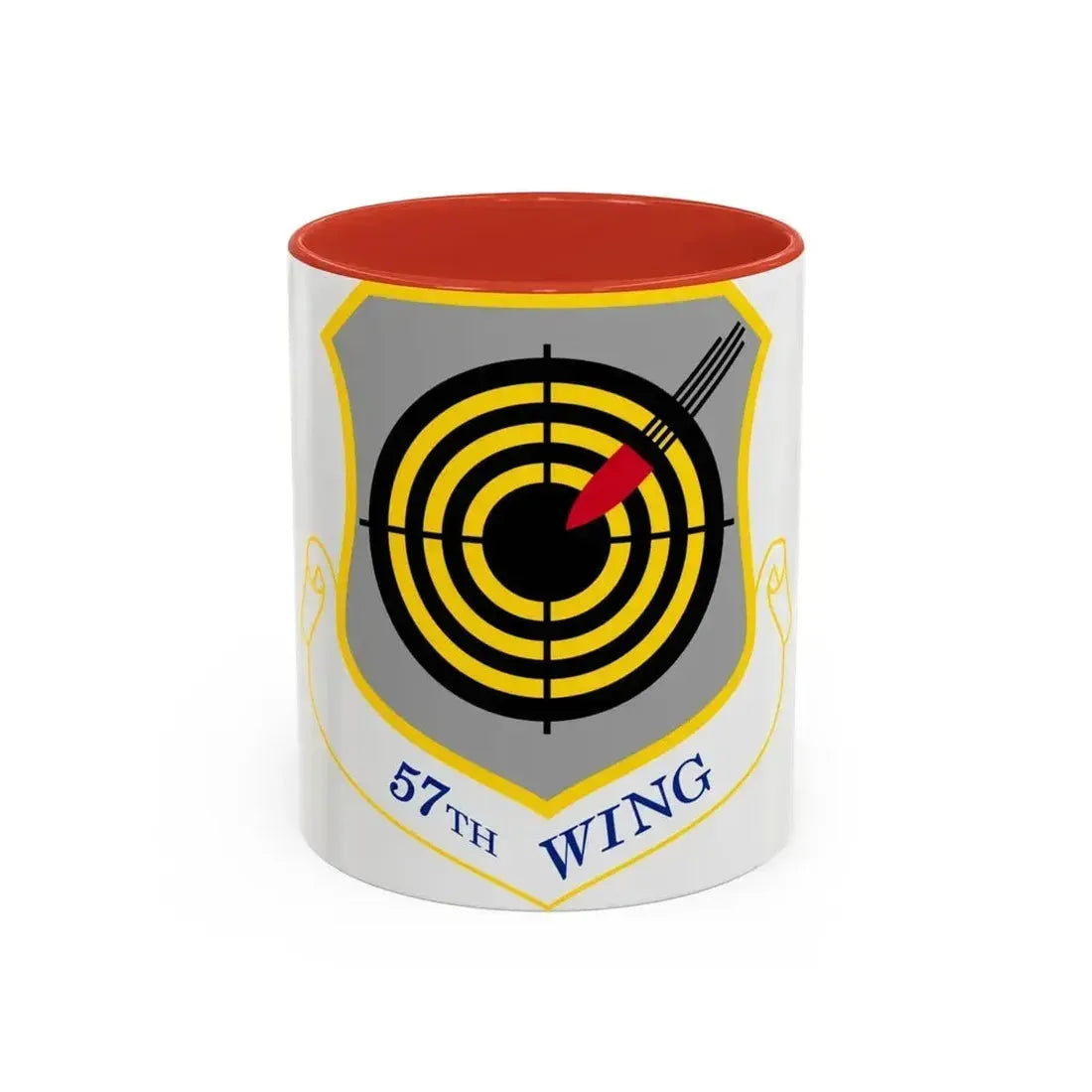 1058px USAF 57th Wing shield (U.S. Air Force) Accent Coffee Mug 11oz Red - Go Mug Yourself